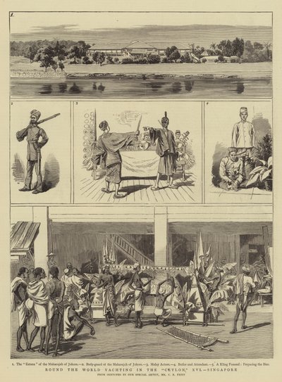 Rond de Wereld Zeilen in de Ceylon, XVI, Singapore door Charles Edwin Fripp